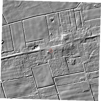 Shaded relief map of the ground around PE120EF, computed from Environment Agency LiDAR. The ground here sits at about 3 m above sea level and falls 4 m across the surrounding 800 m. Surface water reaching this point runs off ground lying to the east, 0.8 m higher.