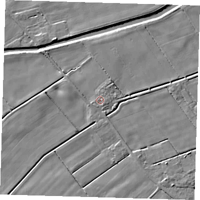 Shaded relief map of the ground around PE120EY, computed from Environment Agency LiDAR. The ground here sits at about 3 m above sea level and falls 5 m across the surrounding 800 m. Surface water reaching this point runs off ground lying to the east-south-east, 0.8 m higher.