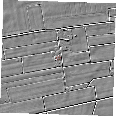 Shaded relief map of the ground around PE120JA, computed from Environment Agency LiDAR. The ground here sits at about 3 m above sea level and falls 5 m across the surrounding 800 m. Surface water reaching this point runs off ground lying to the west-north-west, 0.6 m higher.