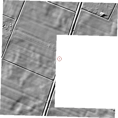 Shaded relief map of the ground around PE120LJ, computed from Environment Agency LiDAR. and falls 5 m across the surrounding 800 m. The ground contributing surface water to this point lies to the west.