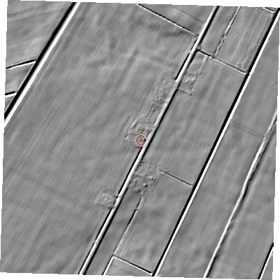 Shaded relief map of the ground around PE120NU, computed from Environment Agency LiDAR. The ground here sits at about 2 m above sea level and falls 4 m across the surrounding 800 m. Surface water reaching this point runs off ground lying to the south, 2.0 m higher.