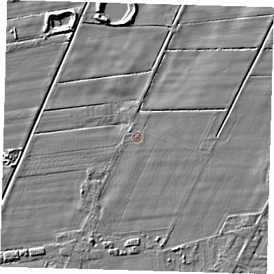 Shaded relief map of the ground around PE120SA, computed from Environment Agency LiDAR. The ground here sits at about 3 m above sea level and falls 5 m across the surrounding 800 m. Surface water reaching this point runs off ground lying to the south-west, 1.0 m higher.