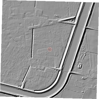 Shaded relief map of the ground around PE126AY, computed from Environment Agency LiDAR. The ground here sits at about 3 m above sea level and falls 6 m across the surrounding 800 m. Surface water reaching this point runs off ground lying to the south-west, 0.6 m higher.