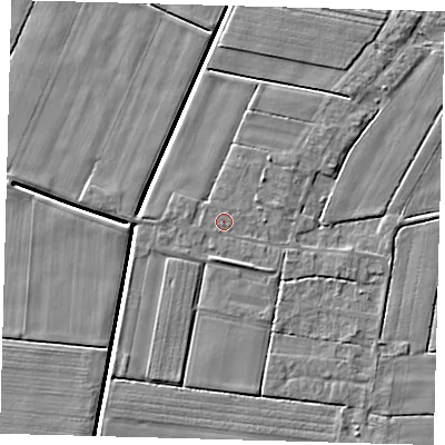 Shaded relief map of the ground around PE126DD, computed from Environment Agency LiDAR. The ground here sits at about 3 m above sea level and falls 4 m across the surrounding 800 m. Surface water reaching this point runs off ground lying to the south-south-west, 0.5 m higher.