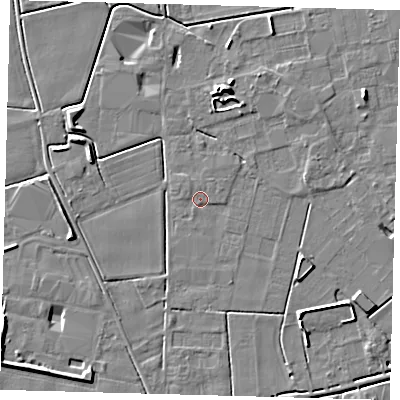 Shaded relief map of the ground around PE126EH, computed from Environment Agency LiDAR. The ground here sits at about 3 m above sea level and falls 6 m across the surrounding 800 m. Surface water reaching this point runs off ground lying to the east-south-east, 0.6 m higher.