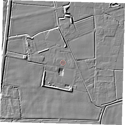 Shaded relief map of the ground around PE126EW, computed from Environment Agency LiDAR. The ground here sits at about 3 m above sea level and falls 5 m across the surrounding 800 m. Surface water reaching this point runs off ground lying to the east-south-east, 0.9 m higher.