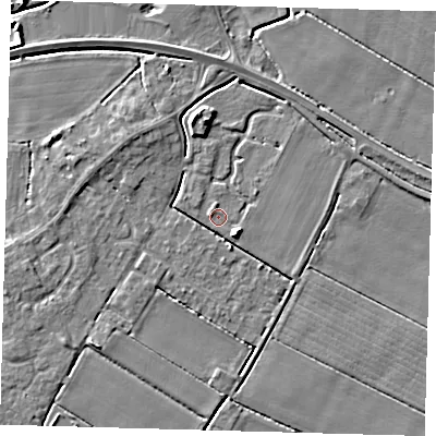 Shaded relief map of the ground around PE126GN, computed from Environment Agency LiDAR. The ground here sits at about 3 m above sea level and falls 5 m across the surrounding 800 m. Surface water reaching this point runs off ground lying to the south-east, 5.1 m higher.