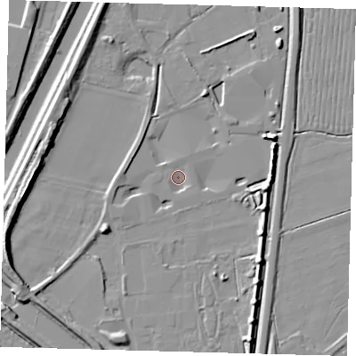 Shaded relief map of the ground around PE126HA, computed from Environment Agency LiDAR. The ground here sits at about 3 m above sea level and falls 9 m across the surrounding 800 m. Surface water reaching this point runs off ground lying to the west, 3.1 m higher.
