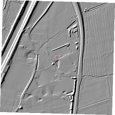 Shaded relief map of the ground around PE126HB, computed from Environment Agency LiDAR. The ground here sits at about 3 m above sea level and falls 9 m across the surrounding 800 m. Surface water reaching this point runs off ground lying to the west-south-west, 7.6 m higher.