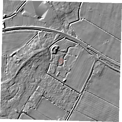 Shaded relief map of the ground around PE126HG, computed from Environment Agency LiDAR. The ground here sits at about 3 m above sea level and falls 5 m across the surrounding 800 m. Surface water reaching this point runs off ground lying to the north-west, 4.3 m higher.