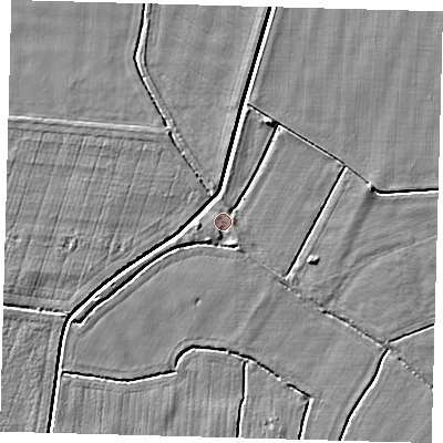 Shaded relief map of the ground around PE126HN, computed from Environment Agency LiDAR. The ground here sits at about 3 m above sea level and falls 4 m across the surrounding 800 m. Surface water reaching this point runs off ground lying to the south-south-east, 1.3 m higher.