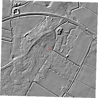 Shaded relief map of the ground around PE126HS, computed from Environment Agency LiDAR. The ground here sits at about 3 m above sea level and falls 5 m across the surrounding 800 m. Surface water reaching this point runs off ground lying to the east-south-east, 5.1 m higher.