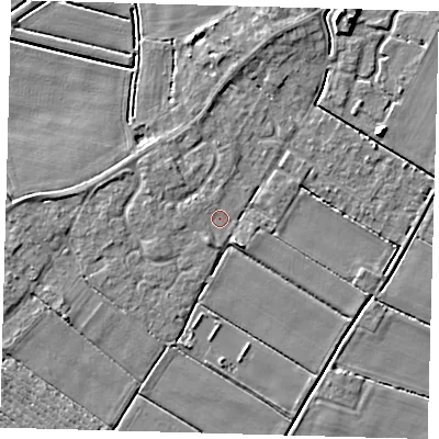 Shaded relief map of the ground around PE126HU, computed from Environment Agency LiDAR. The ground here sits at about 3 m above sea level and falls 5 m across the surrounding 800 m. Surface water reaching this point runs off ground lying to the north, 1.3 m higher.