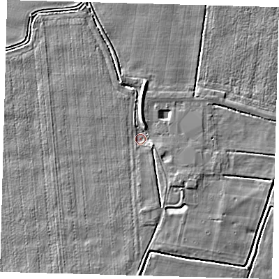 Shaded relief map of the ground around PE126HW, computed from Environment Agency LiDAR. The ground here sits at about 3 m above sea level and falls 5 m across the surrounding 800 m. Surface water reaching this point runs off ground lying to the north, 3.7 m higher.