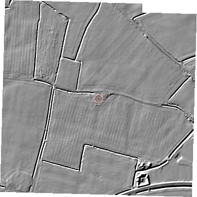 Shaded relief map of the ground around PE126JD, computed from Environment Agency LiDAR. The ground here sits at about 3 m above sea level and falls 5 m across the surrounding 800 m. Surface water reaching this point runs off ground lying to the north-north-east, 0.8 m higher.