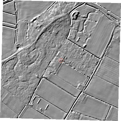 Shaded relief map of the ground around PE126JH, computed from Environment Agency LiDAR. The ground here sits at about 3 m above sea level and falls 5 m across the surrounding 800 m. Surface water reaching this point runs off ground lying to the north-north-east, 0.6 m higher.