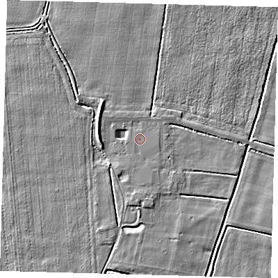 Shaded relief map of the ground around PE126JJ, computed from Environment Agency LiDAR. The ground here sits at about 3 m above sea level and falls 5 m across the surrounding 800 m. Surface water reaching this point runs off ground lying to the south, 0.8 m higher.