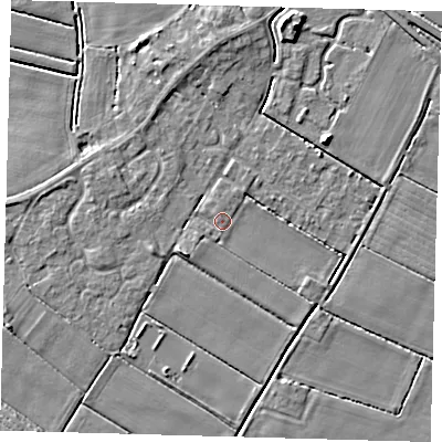 Shaded relief map of the ground around PE126JN, computed from Environment Agency LiDAR. The ground here sits at about 3 m above sea level and falls 5 m across the surrounding 800 m. Surface water reaching this point runs off ground lying to the south-west, 0.6 m higher.