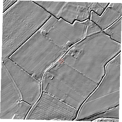 Shaded relief map of the ground around PE126JZ, computed from Environment Agency LiDAR. The ground here sits at about 3 m above sea level and falls 4 m across the surrounding 800 m. Surface water reaching this point runs off ground lying to the north-west, 0.8 m higher.