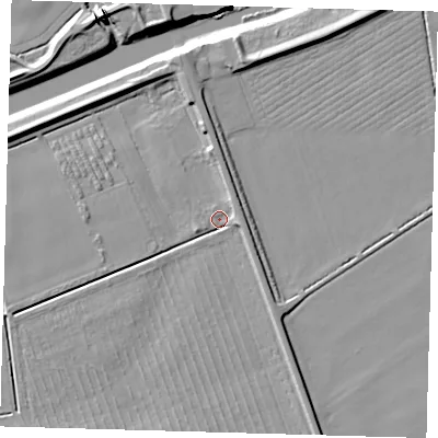 Shaded relief map of the ground around PE126LJ, computed from Environment Agency LiDAR. The ground here sits at about 3 m above sea level and falls 9 m across the surrounding 800 m. Surface water reaching this point runs off ground lying to the east-south-east, 4.5 m higher.