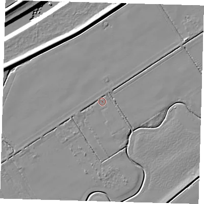 Shaded relief map of the ground around PE126LL, computed from Environment Agency LiDAR. The ground here sits at about 3 m above sea level and falls 10 m across the surrounding 800 m. Surface water reaching this point runs off ground lying to the north-east, 1.4 m higher.