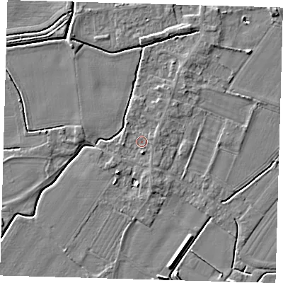 Shaded relief map of the ground around PE126LX, computed from Environment Agency LiDAR. The ground here sits at about 3 m above sea level and falls 5 m across the surrounding 800 m. Surface water reaching this point runs off ground lying to the north-west, 1.0 m higher.
