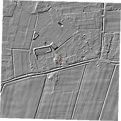 Shaded relief map of the ground around PE126NE, computed from Environment Agency LiDAR. The ground here sits at about 3 m above sea level and falls 4 m across the surrounding 800 m. Surface water reaching this point runs off ground lying to the north-north-west, 2.7 m higher.