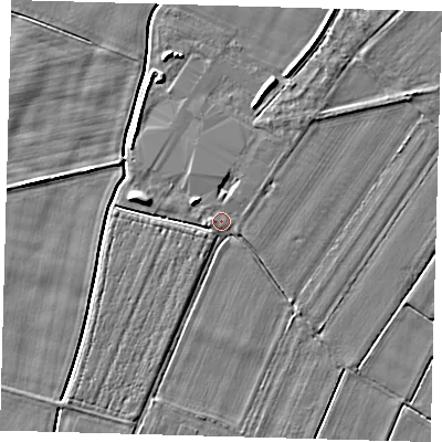 Shaded relief map of the ground around PE126PP, computed from Environment Agency LiDAR. The ground here sits at about 3 m above sea level and falls 5 m across the surrounding 800 m. Surface water reaching this point runs off ground lying to the north-north-east, 0.6 m higher.