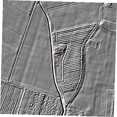 Shaded relief map of the ground around PE126QG, computed from Environment Agency LiDAR. The ground here sits at about 3 m above sea level and falls 5 m across the surrounding 800 m. Surface water reaching this point runs off ground lying to the north-north-west, 1.2 m higher.