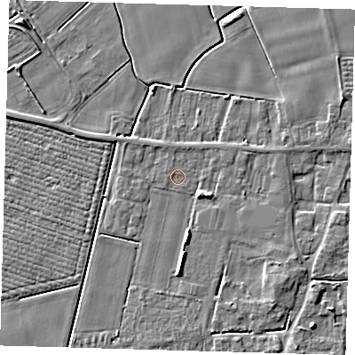 Shaded relief map of the ground around PE126SY, computed from Environment Agency LiDAR. The ground here sits at about 3 m above sea level and falls 5 m across the surrounding 800 m. Surface water reaching this point runs off ground lying to the north-north-west, 1.1 m higher.