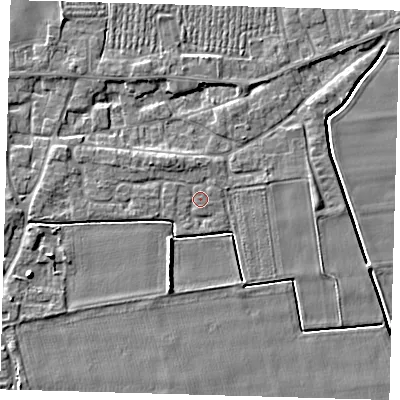 Shaded relief map of the ground around PE126UU, computed from Environment Agency LiDAR. The ground here sits at about 3 m above sea level and falls 5 m across the surrounding 800 m. Surface water reaching this point runs off ground lying to the south-south-west, 4.2 m higher.