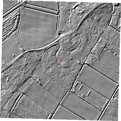 Shaded relief map of the ground around PE126WA, computed from Environment Agency LiDAR. The ground here sits at about 3 m above sea level and falls 4 m across the surrounding 800 m. Surface water reaching this point runs off ground lying to the north-west, 1.0 m higher.