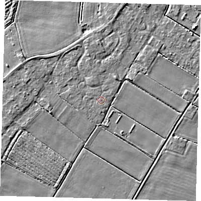 Shaded relief map of the ground around PE126WB, computed from Environment Agency LiDAR. The ground here sits at about 3 m above sea level and falls 5 m across the surrounding 800 m. Surface water reaching this point runs off ground lying to the north-west, 1.1 m higher.