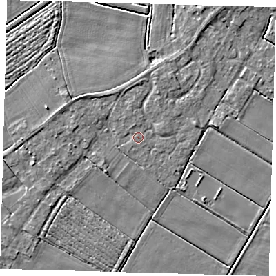 Shaded relief map of the ground around PE126WD, computed from Environment Agency LiDAR. The ground here sits at about 3 m above sea level and falls 4 m across the surrounding 800 m. The ground contributing surface water to this point lies to the north-north-west.