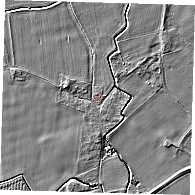 Shaded relief map of the ground around PE126WH, computed from Environment Agency LiDAR. The ground here sits at about 3 m above sea level and falls 4 m across the surrounding 800 m. Surface water reaching this point runs off ground lying to the south-east, 2.5 m higher.