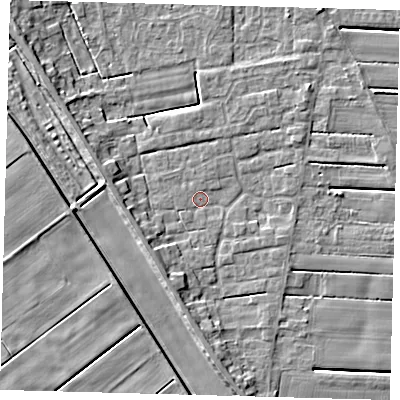 Shaded relief map of the ground around PE126XG, computed from Environment Agency LiDAR. The ground here sits at about 2 m above sea level and falls 6 m across the surrounding 800 m. Surface water reaching this point runs off ground lying to the south, 3.9 m higher.