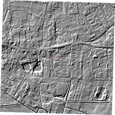 Shaded relief map of the ground around PE127AH, computed from Environment Agency LiDAR. The ground here sits at about 3 m above sea level and falls 4 m across the surrounding 800 m. Surface water reaching this point runs off ground lying to the north-west, 1.2 m higher.