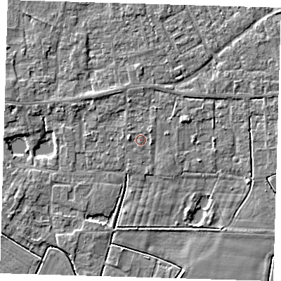 Shaded relief map of the ground around PE127BH, computed from Environment Agency LiDAR. The ground here sits at about 3 m above sea level and falls 3 m across the surrounding 800 m. Surface water reaching this point runs off ground lying to the north-north-west, 1.1 m higher.