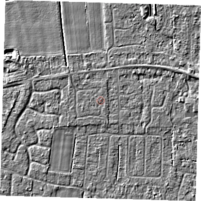 Shaded relief map of the ground around PE127BL, computed from Environment Agency LiDAR. The ground here sits at about 4 m above sea level and falls 4 m across the surrounding 800 m. Surface water reaching this point runs off ground lying to the north-west, 0.6 m higher.