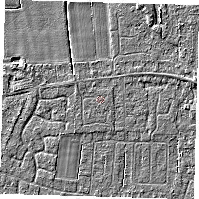Shaded relief map of the ground around PE127EN, computed from Environment Agency LiDAR. The ground here sits at about 4 m above sea level and falls 4 m across the surrounding 800 m. The ground contributing surface water to this point lies to the south-south-west.