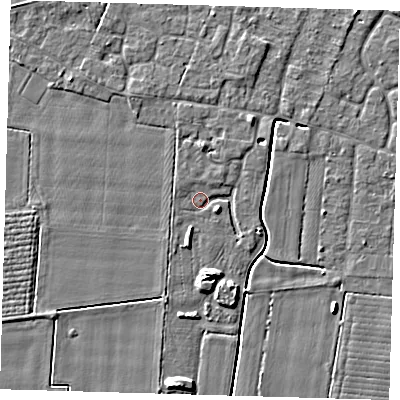 Shaded relief map of the ground around PE127FL, computed from Environment Agency LiDAR. The ground here sits at about 3 m above sea level and falls 5 m across the surrounding 800 m. Surface water reaching this point runs off ground lying to the south, 2.9 m higher.