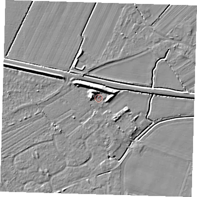 Shaded relief map of the ground around PE127FS, computed from Environment Agency LiDAR. The ground here sits at about 3 m above sea level and falls 7 m across the surrounding 800 m. Surface water reaching this point runs off ground lying to the north-west, 4.2 m higher.