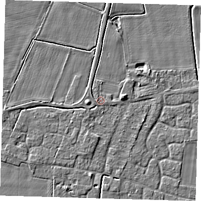 Shaded relief map of the ground around PE127HN, computed from Environment Agency LiDAR. The ground here sits at about 3 m above sea level and falls 4 m across the surrounding 800 m. Surface water reaching this point runs off ground lying to the west, 3.1 m higher.