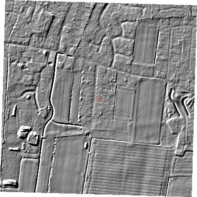 Shaded relief map of the ground around PE127HT, computed from Environment Agency LiDAR. The ground here sits at about 3 m above sea level and falls 5 m across the surrounding 800 m. Surface water reaching this point runs off ground lying to the north-west, 0.8 m higher.