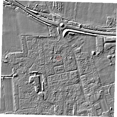 Shaded relief map of the ground around PE127NG, computed from Environment Agency LiDAR. The ground here sits at about 3 m above sea level and falls 5 m across the surrounding 800 m. Surface water reaching this point runs off ground lying to the north-north-west, 1.0 m higher.