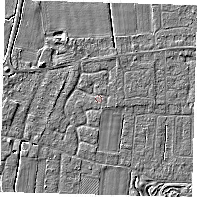 Shaded relief map of the ground around PE127NT, computed from Environment Agency LiDAR. The ground here sits at about 3 m above sea level and falls 5 m across the surrounding 800 m. Surface water reaching this point runs off ground lying to the south-south-east, 0.8 m higher.
