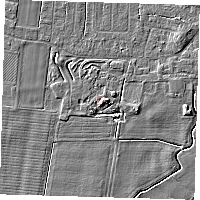 Shaded relief map of the ground around PE127NW, computed from Environment Agency LiDAR. The ground here sits at about 3 m above sea level and falls 6 m across the surrounding 800 m. Surface water reaching this point runs off ground lying to the south-south-east, 4.1 m higher.