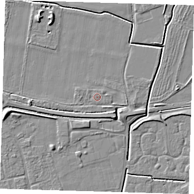Shaded relief map of the ground around PE127PX, computed from Environment Agency LiDAR. The ground here sits at about 3 m above sea level and falls 7 m across the surrounding 800 m. Surface water reaching this point runs off ground lying to the east, 0.6 m higher.