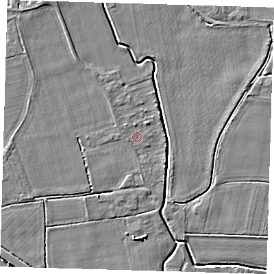 Shaded relief map of the ground around PE128AG, computed from Environment Agency LiDAR. The ground here sits at about 3 m above sea level and falls 4 m across the surrounding 800 m. Surface water reaching this point runs off ground lying to the east, 1.1 m higher.