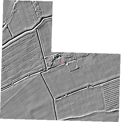Shaded relief map of the ground around PE128AU, computed from Environment Agency LiDAR. The ground here sits at about 3 m above sea level and falls 4 m across the surrounding 800 m. Surface water reaching this point runs off ground lying to the north-west, 0.7 m higher.